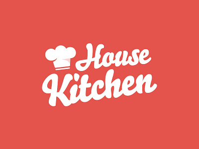 House Kitchen brand branding chef cook cooking curving flat food hat illustration kitchen logo minimal orange typography