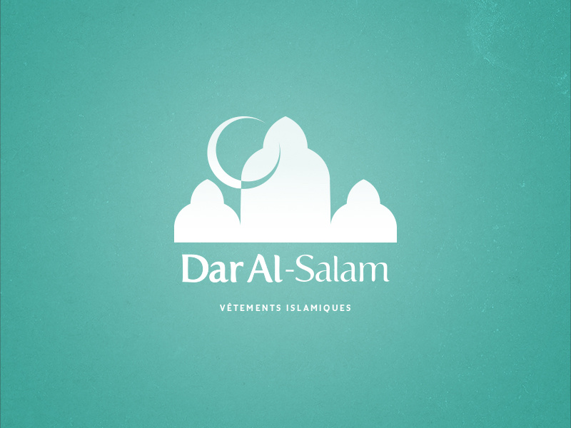 Dar Al-Salam arabic minimal peace flat logo salam islam clothes house brand branding illustration moon door