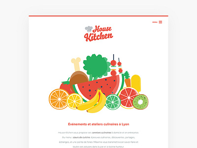 Housekitchen Website colorful eat flat food fruits home page illustration minimal modern red web design webdesign