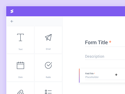 Form Builder desktop drag field form icons input minimal purple sidebar web webapp white
