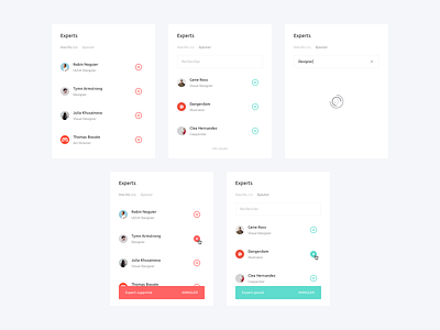 Manage Experts add component listing minimal remove ui users ux web white