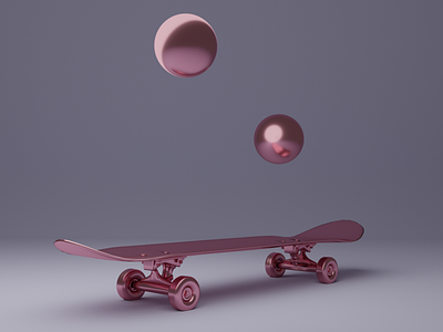 SkateBoard 3d atmospheric blender3d cyclesrender grey lightning low poly pink skateboard
