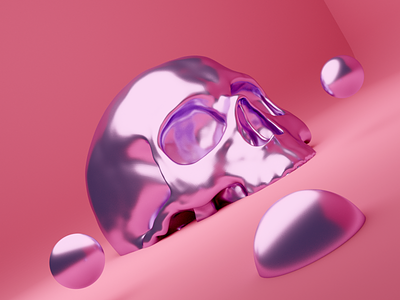 Skull 3d 3d art atmospheric blender blender3d cyclesrender daily design lighting pink render spheres
