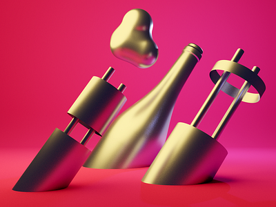 Bottle 3d 3d art atmospheric blender blender3d cyclesrender daily design low poly pink red