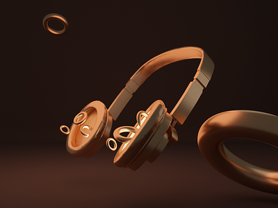 Headset 3d 3d art blender blender3d cyclesrender daily design glossy gold headset music