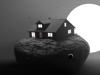 House on a rock 3d 3d art atmospheric blender blender3d cyclesrender daily design glossy music render