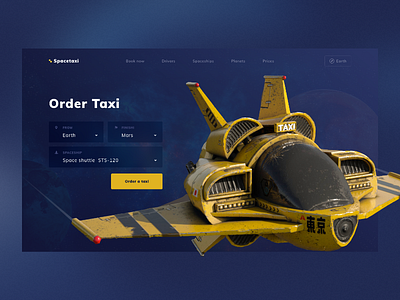 Spacetax cosmos earth landing page mars space taxi taxi app ui uidesign user experience user inteface ux web webdesign website yellow