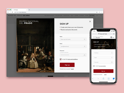 El Prado Museum signup page • Daily UI 001 android app design ios signup ui ux web website