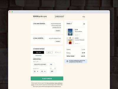 Bookshop checkout page • Daily UI 002 app branding checkout colour design ecomerce ios minimal ui ux