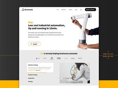 Automata robotics landing page • Daily UI 003 app colour design ecomerce landing page minimal ui uiux ux