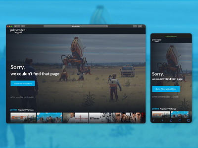 Amazon Prime Video 404 Page • Daily UI 008 app colour design ios tech ui ux video