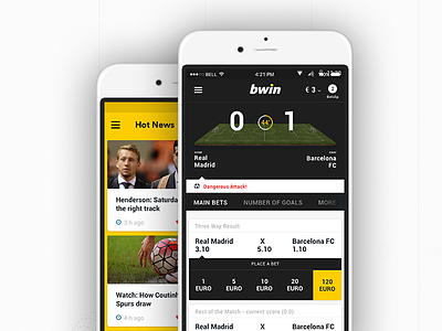 Bwin concept app bet bwin concept field flat football ios mobile app news soccer