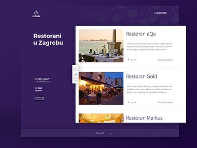 CoffeeIn Homepage beans coffee glow purple responsive restaurants typography web application