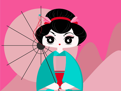 Geisha geisha japan вектор иллюстрация милый персонаж