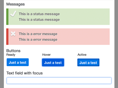 Style guide blue buttons flat input messages text field