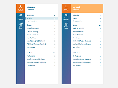 Team view menus