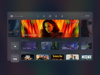 TV app app design board dark design figma interface mercury movie new smarthome tv tv app tv design tv shows tvos ui ux watch watching wonderwoman