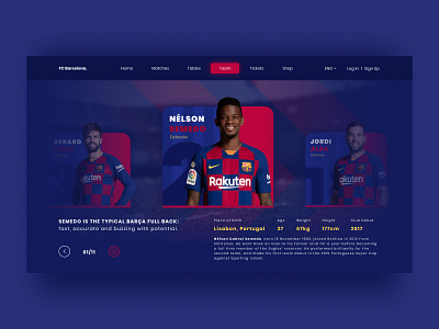 FC Barselona Team Page Concept Design barcelona design fcbarcelona football sport sports design team ui webpage webpagedesign