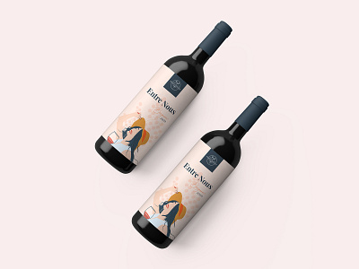 Entre Nous Wine Packaging design illustration minimal minimalistic packaging vector wine wine bottle wine glass wine label wine label design winery woman illustration