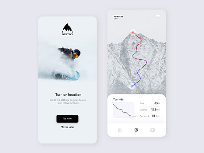 Location Tracker App app burton challenge clean dailyui dailyui020 design ios app location location tracker mobile mountain snowboarding tracker ui ux