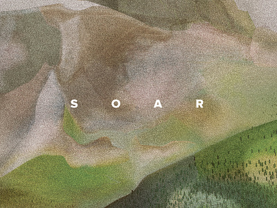 Soar (detail) detail grain illustration mountains proxima nova soar trees wip