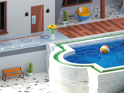 Luxury villa: III 3d ball blender chill expensive flower home illustration isometric lux luxury pool relax rest summer sun vacation villa warm water