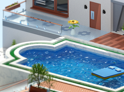 Luxury villa: V 3d apartments blender chill cycles detail flower home illustration isometric lux luxury pool relax remote summer sun ukraine villa water