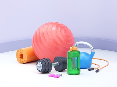 Sports or beer? Beer, of course 3d ball blender body bodybuilding bottle dubmmbell fit fitness gym health home illustration kettlebell loss sport tone training weight yoga