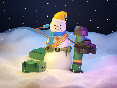 Happy new year and victory ukrainians 2023 3d blender bullet cold cycles happy illustration javelin new night snow snowman terror ukraine victory weapon win winter year