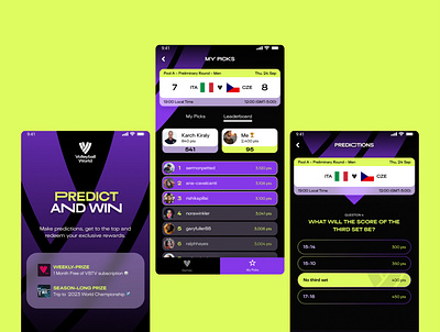 Volleyball World Predictor Game - Mobile design figma game game design interface predictor sport ui ux visual design volleyball