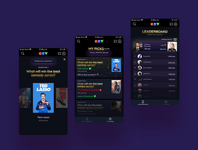 CTV - Emmy Awards Game emmy figma game interface leaderboard predictor question ux