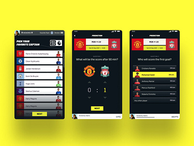 DAZN - Premiere League - Predict Game bets figma game predictor predictor game premiere league quiz selection screen soccer soccer game ui ux visual design