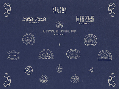 Little Fields Floral branding design distressed graphic design illustration lock up logo typogr vector