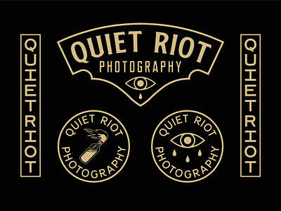 Quiet Riot Photography badge branding design illustration logo