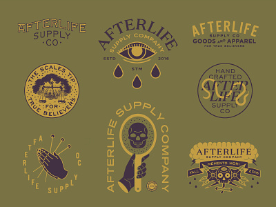 Afterlife Supply Company apparel design badge branding design illustration lock up logo type typography