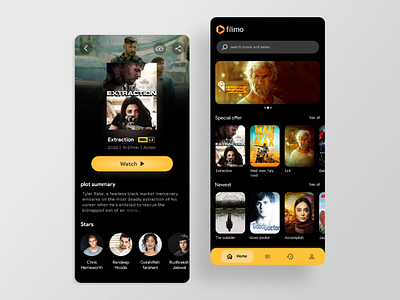 Filimo app redesign android app dark filimo concept film movie redesign ui ui design ux ux design yellow