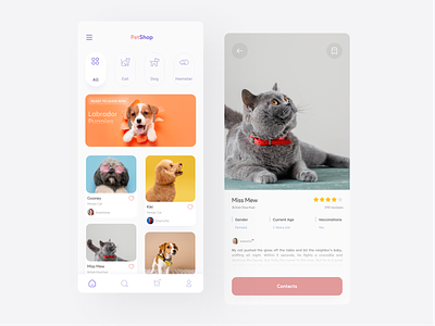 🐱 Online Pet Shop App android app application cat design dog ios pet petshop shop ui ui design ux