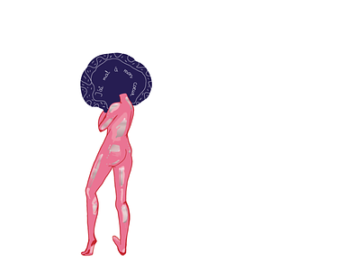 Naked Pink Girl illustration line art vector