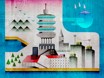 Calvino's city city illustration landscape texture