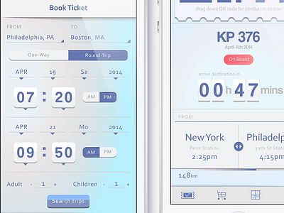 E-ticket UI app flat mobile ticket ui