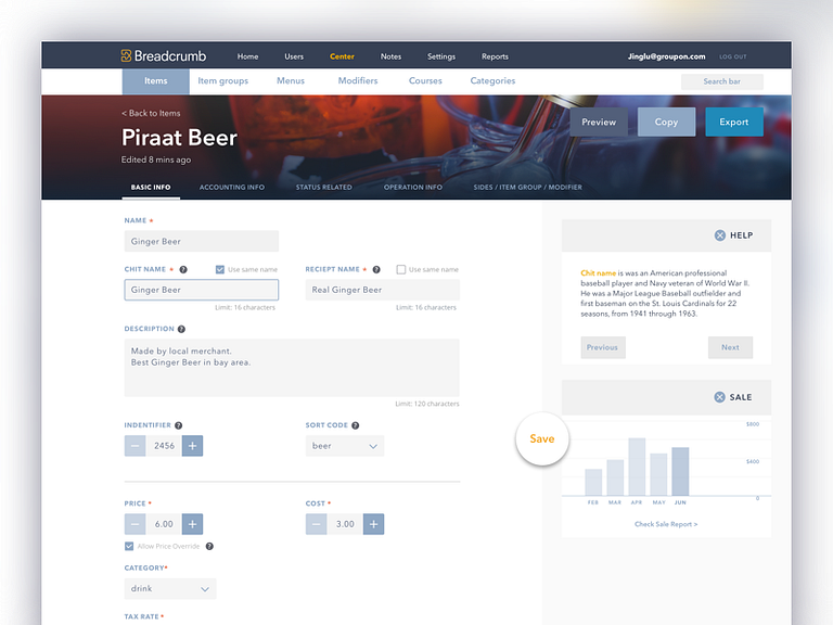 Breadcrumb HQ Item Editor by Jinglu Li on Dribbble