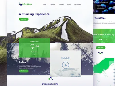 Interlaken Homepage design concept flat tile web