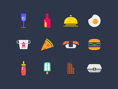 Food & Beverage Icons beverage chinese food chocolate drink egg food icon pizza sauce sushi wine