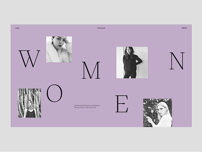 Women 🟣 color design homepage interface minimal typography ui web website