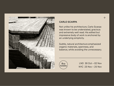 Carlo Scarpa Exhibition. design interface minimal typography ui web website