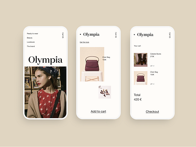 Olympia — Web Mobile design ecommerce fashion interface minimal mobile typography ui web website