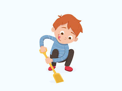 Picture Book Illustration character design digging illustration kid vector illustration