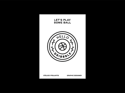 Dribbble Debut Shot, Let's Play Some Ball black and white branding clean design flat icon identity illustration illustrator lettering logo minimal type typography vector