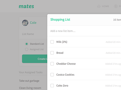Mates: List app design list lists responsive ui ux web