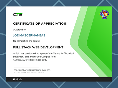 Digital Course Certificate certificate print vector